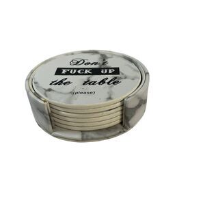 Coasters Set Of 6 Thipoten - Adult Humor Gift "Don't Fk Up The Table" Marble